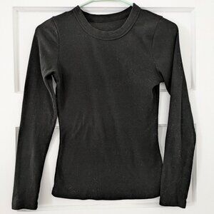 Black ribbed long sleeve crew neck XS